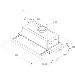 Whirlpool Campana Encastre AKR 749/1 IX Gris Encastre Mecánico Technical drawing
