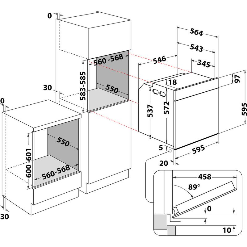 Whirlpool Horno Encastre AKZ9 6220 IX Eléctrico A + Technical drawing