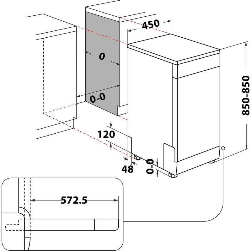 Whirlpool Lavavajillas Libre instalación WSFC 3M27  X Libre instalación E Technical drawing