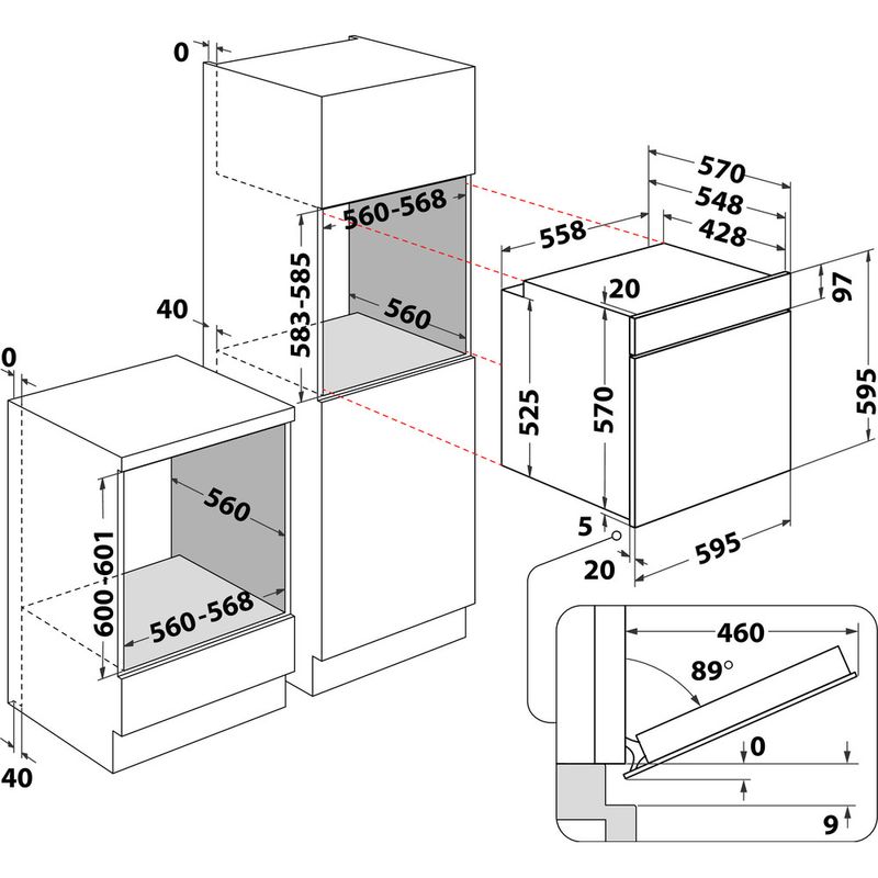 Whirlpool Horno Encastre OMK58HU1B Eléctrico A + Technical drawing